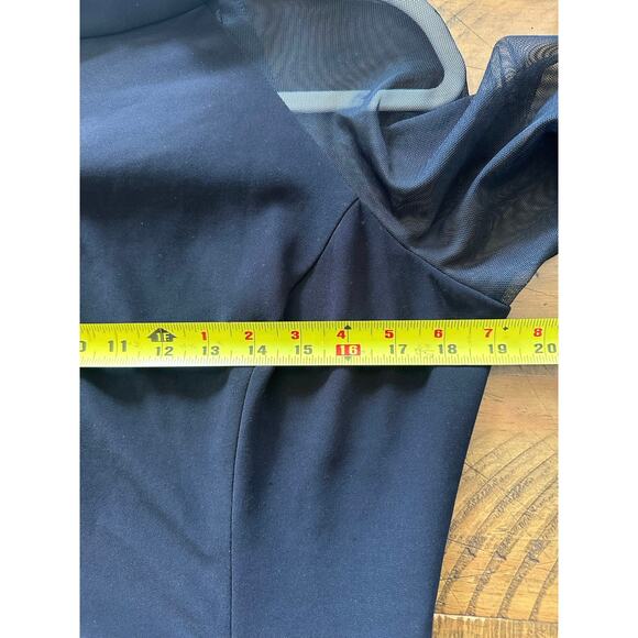 Betsy & Adam Illusion Mesh Long Sleeve Scuba Gown 14 $249 Gala Formal Event - Picture 10 of 11